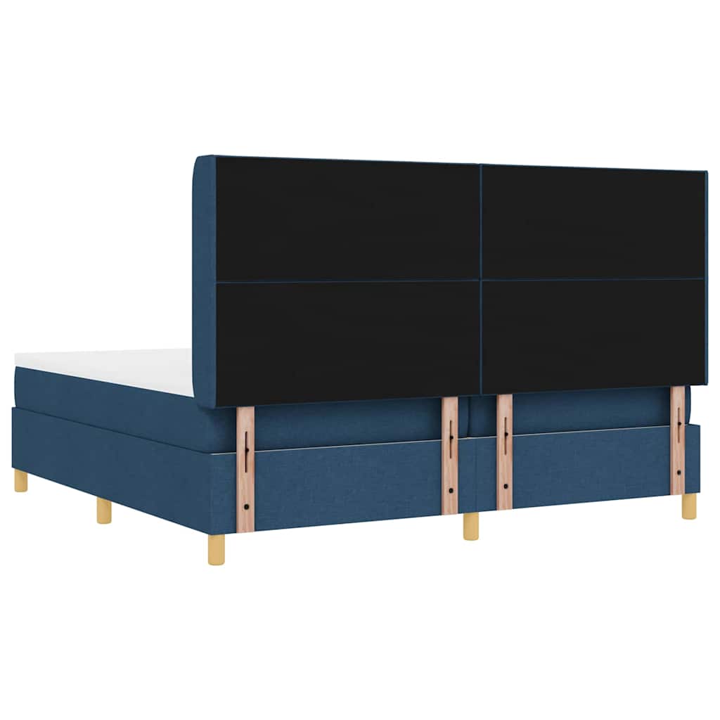 Lit à Ressorts avec matelas Bleu 200 x 200 cm tissu