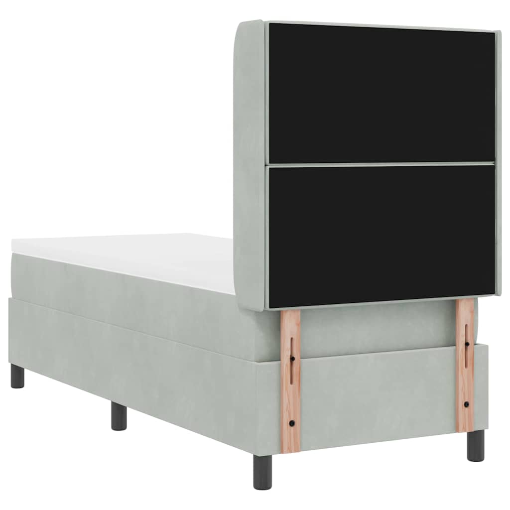 Lit à ressorts avec matelas Gris clair 80 x 200 cm Velours - XIOS