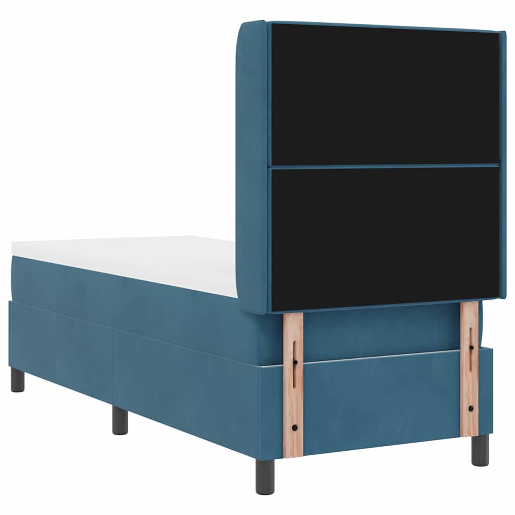 Lit à ressorts avec matelas Bleu 80 x 200 cm Velours