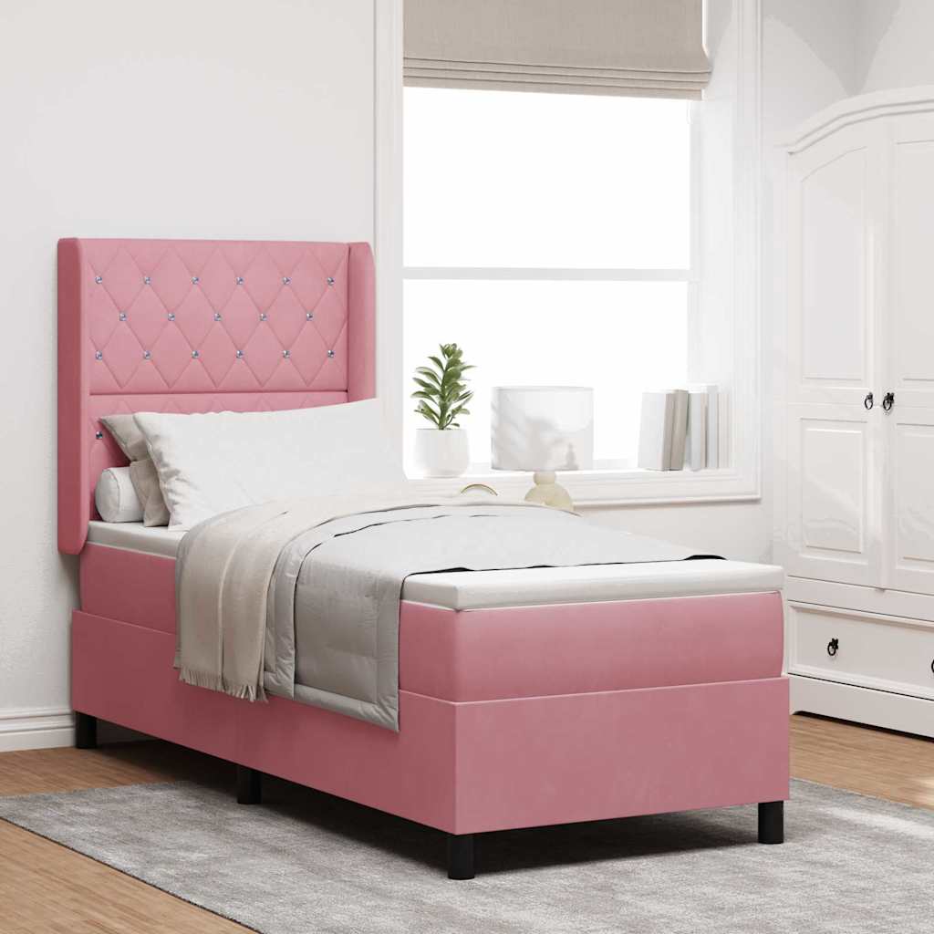 Lit à ressorts avec matelas Rose 80 x 200 cm Velours - XIOS