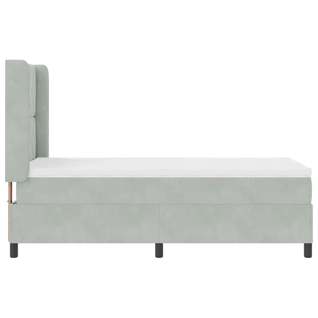 Lit à ressorts avec matelas Gris clair 100 x 200 cm Velours