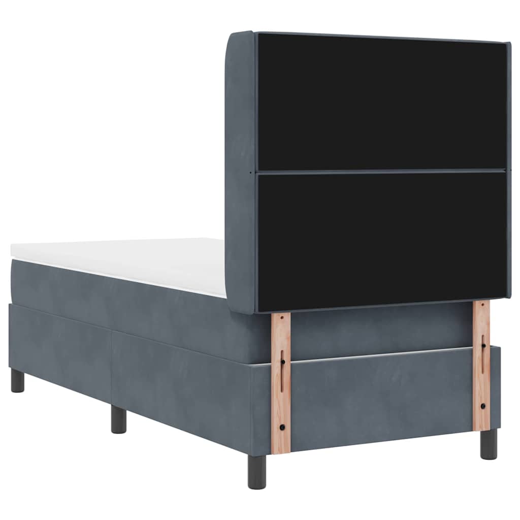 Lit à ressorts avec matelas Gris foncé 100 x 200 cm Velours - XIOS