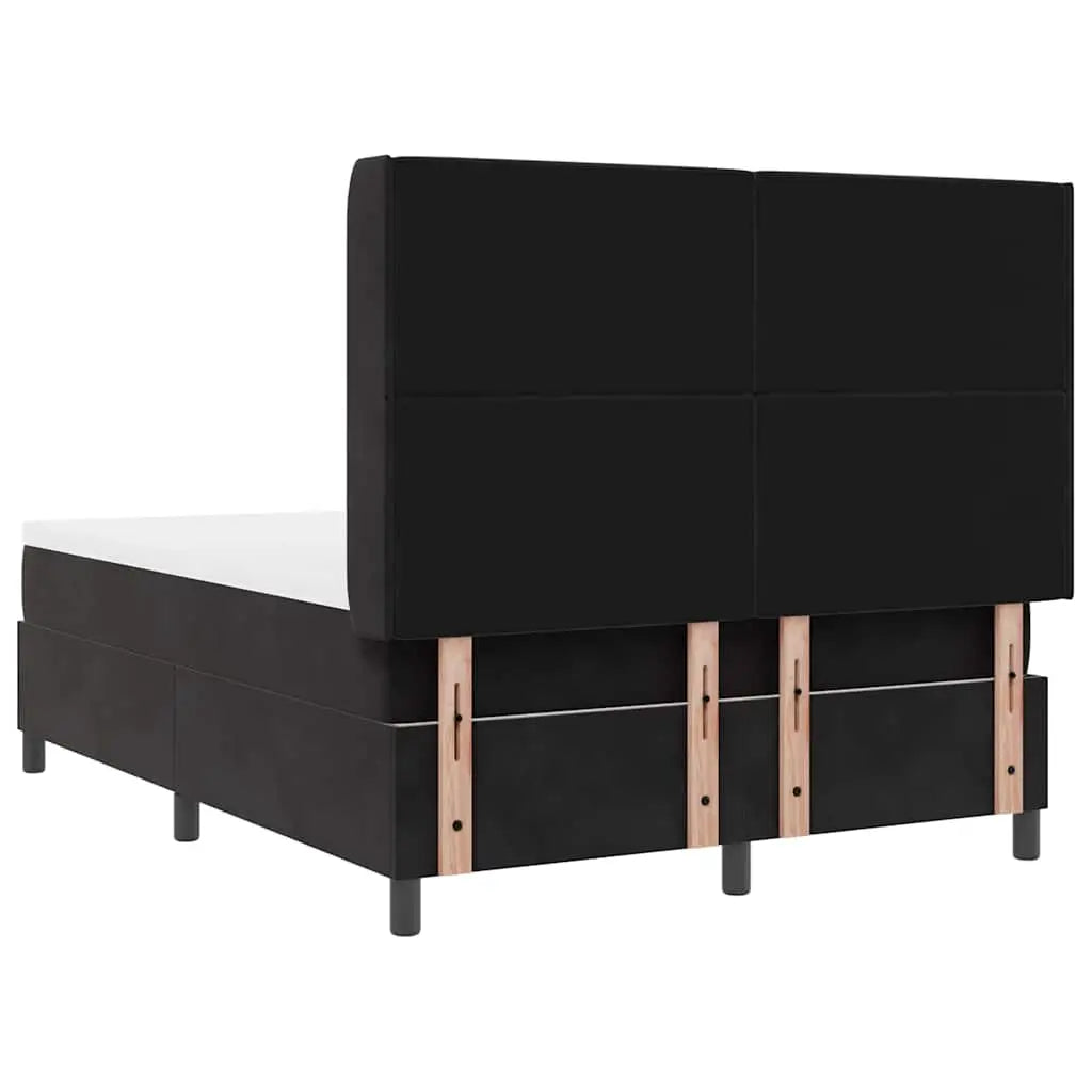 Lit à ressorts avec matelas Noir 140 x 190 cm Velours - XIOS