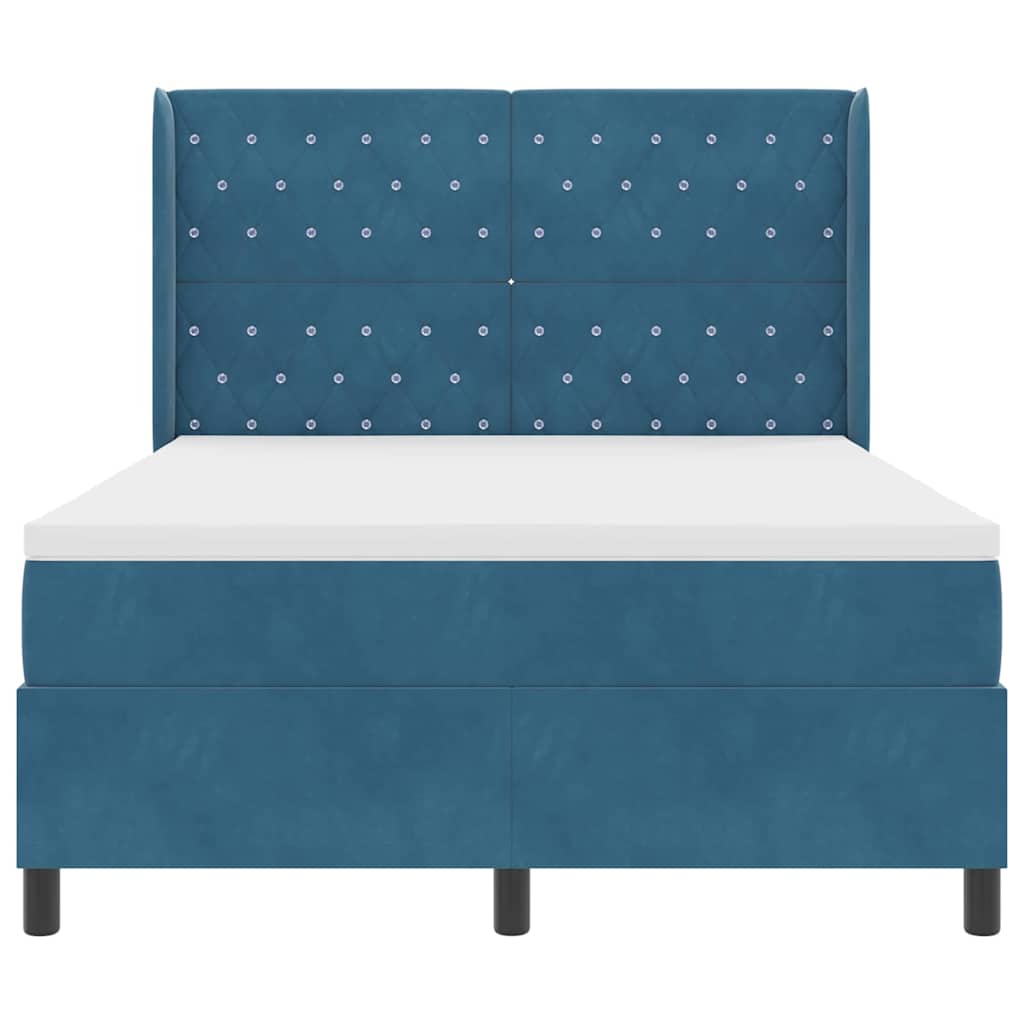 Lit à ressorts avec matelas Bleu 140 x 190 cm Velours - XIOS