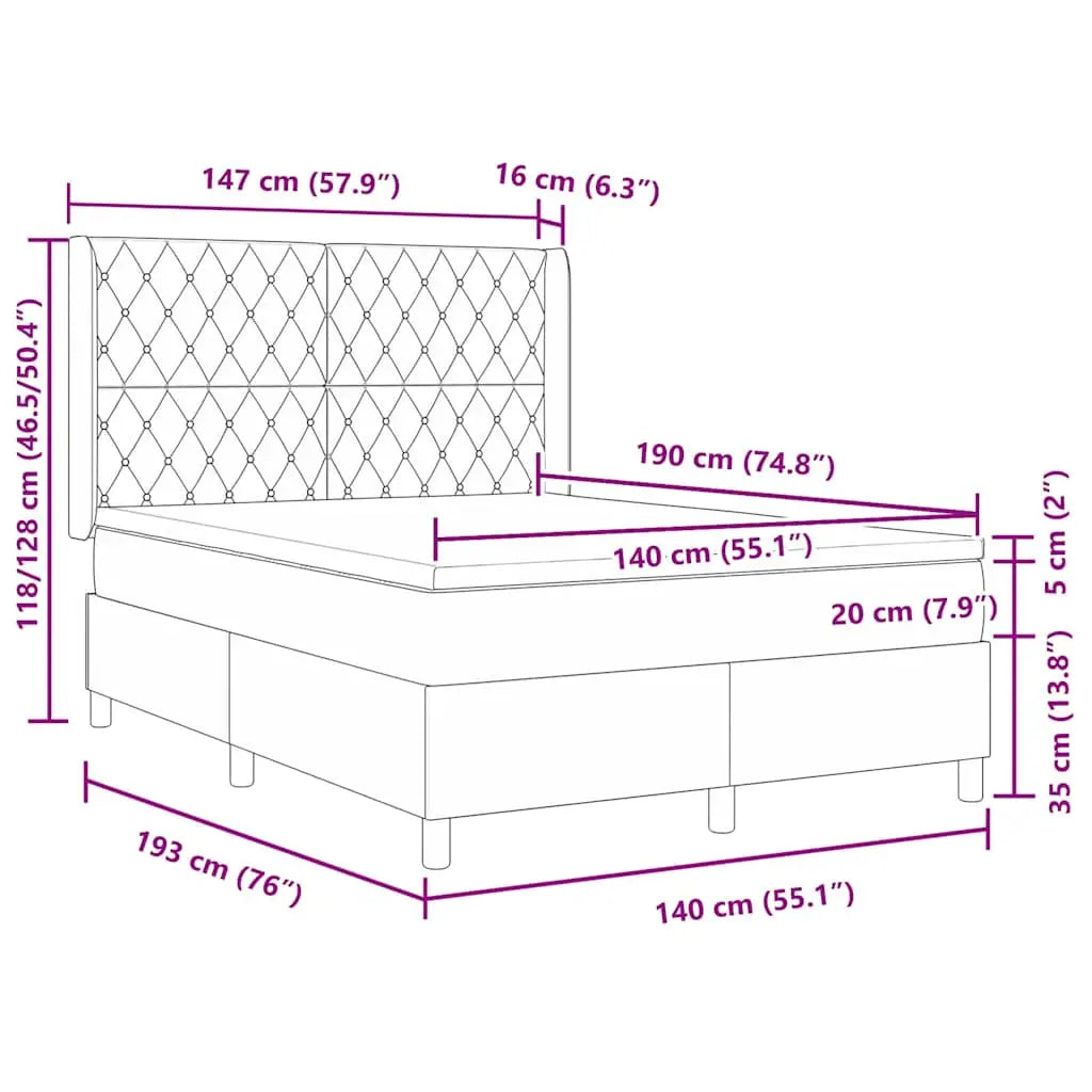 Lit à ressorts avec matelas Bleu 140 x 190 cm Velours - XIOS
