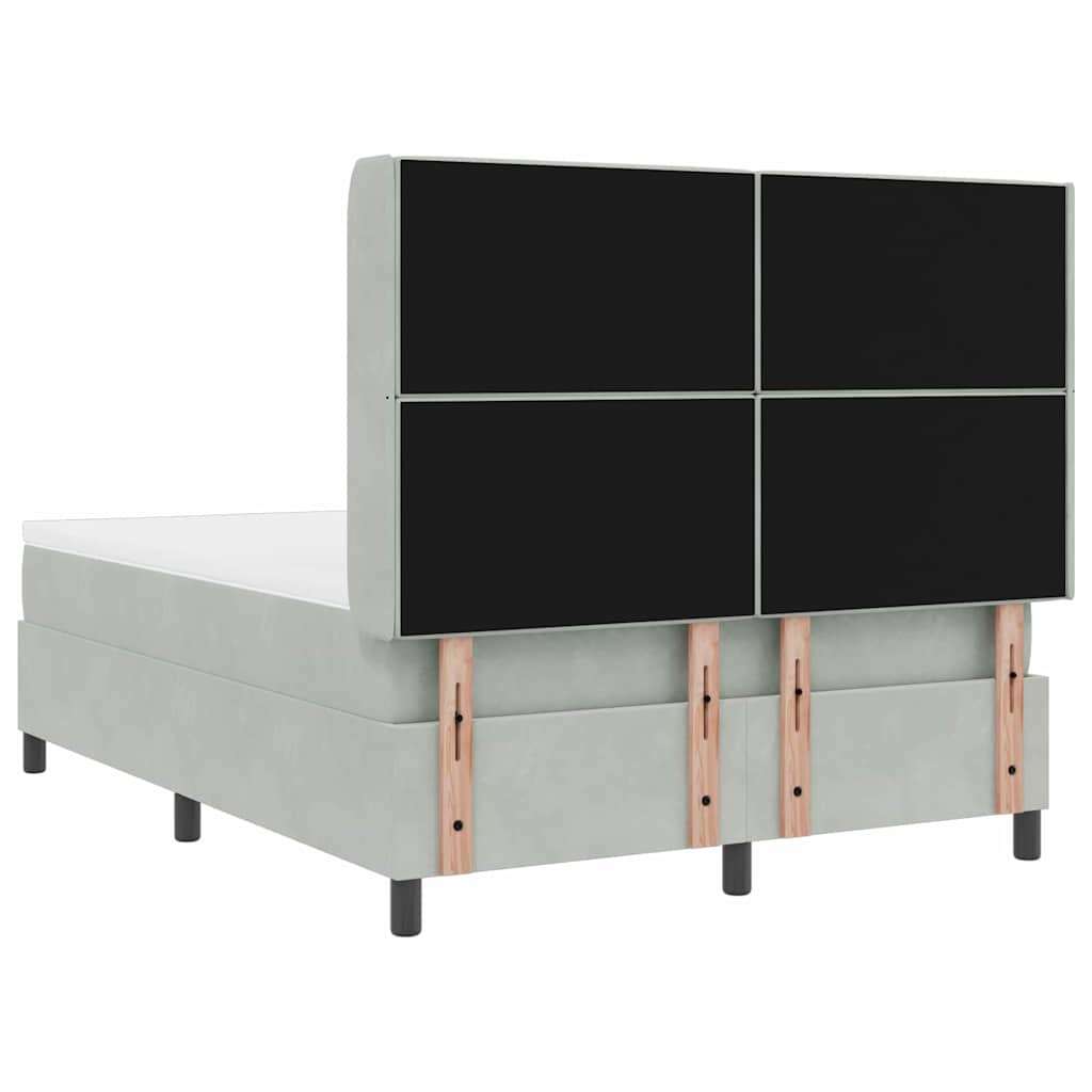 Lit à ressorts avec matelas Gris clair 140 x 200 cm Velours