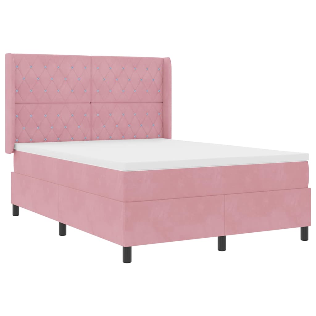 Lit à ressorts avec matelas Rose 160 x 200 cm Velours