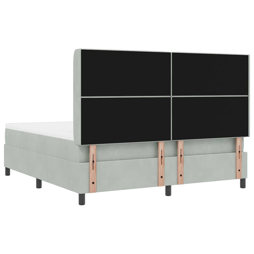 Lit à ressorts avec tête de lit Gris clair 180 x 200 cm Velours