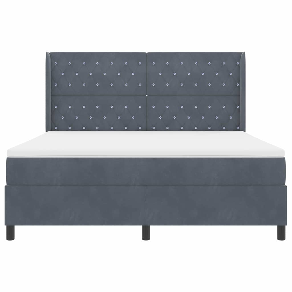 Lit à ressorts avec tête de lit Gris foncé 180 x 200 cm Velours - XIOS