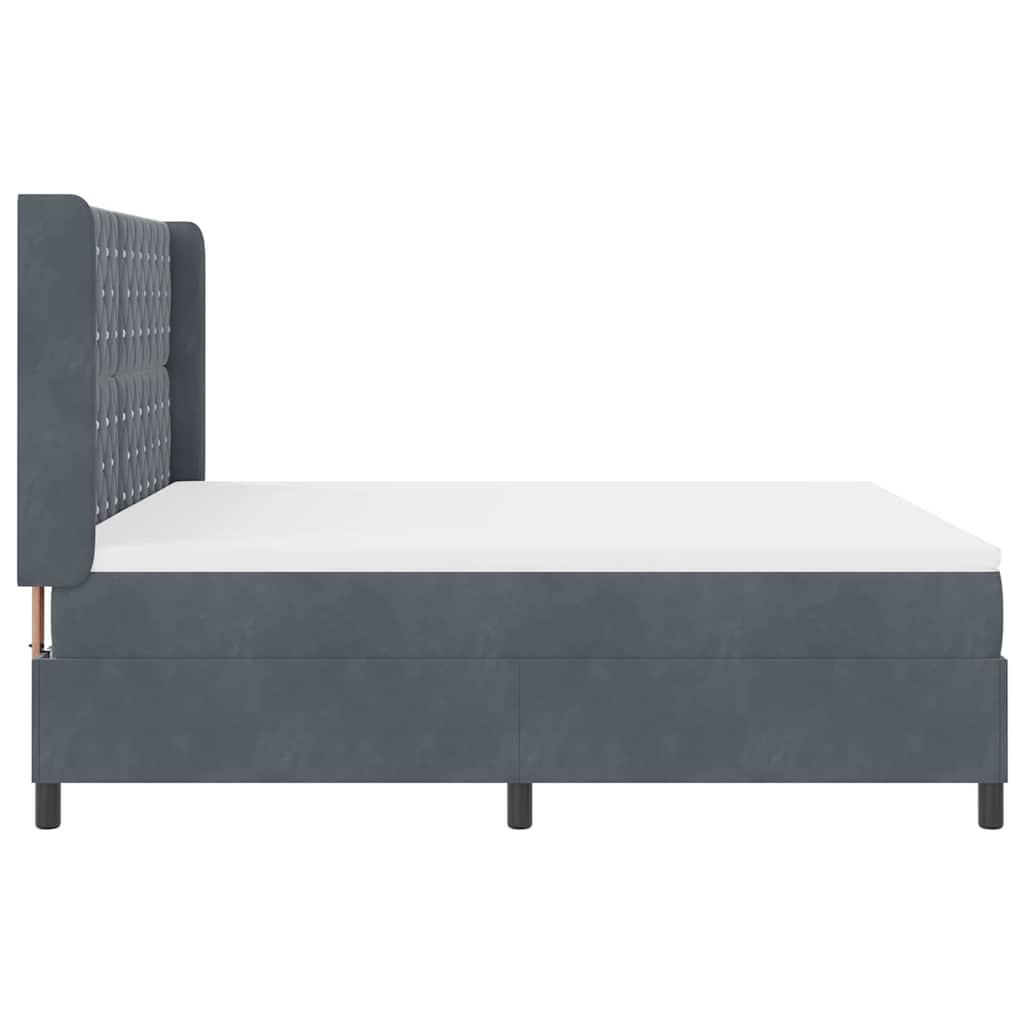 Lit à ressorts avec tête de lit Gris foncé 180 x 200 cm Velours - XIOS
