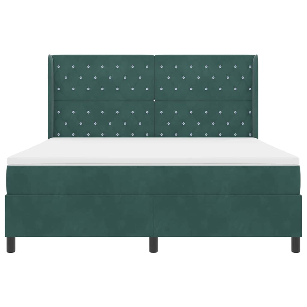 Lit à ressorts avec tête de lit Vert foncé 180 x 200 cm Velours - XIOS