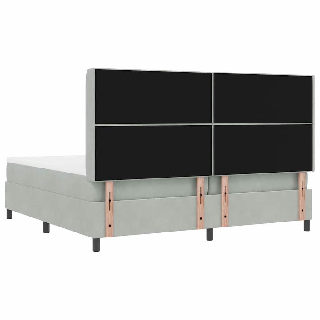 Lit à ressorts avec tête de lit Gris clair 200 x 200 cm Velours