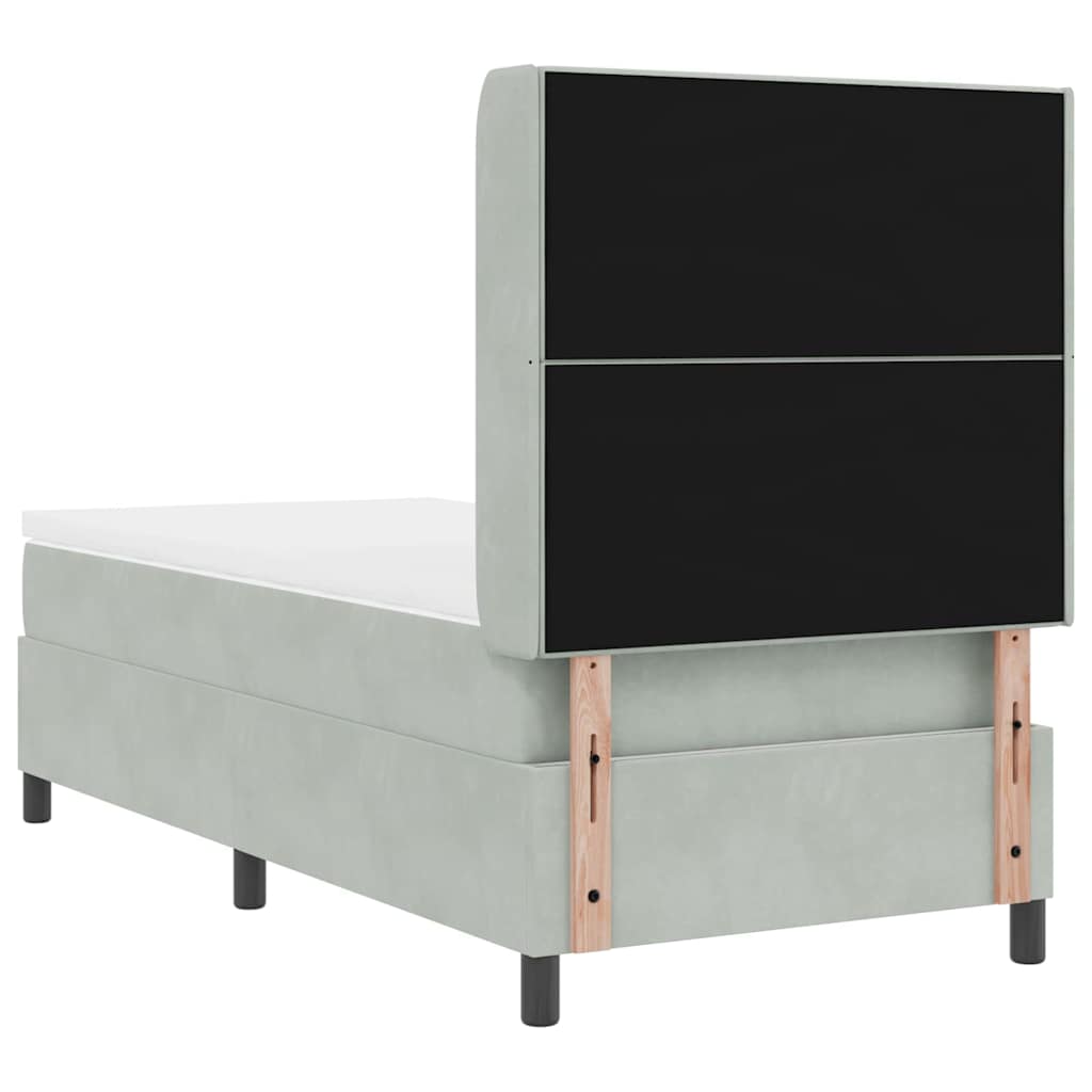 Lit à ressorts avec tête de lit Gris clair 100 x 200 cm Velours - XIOS