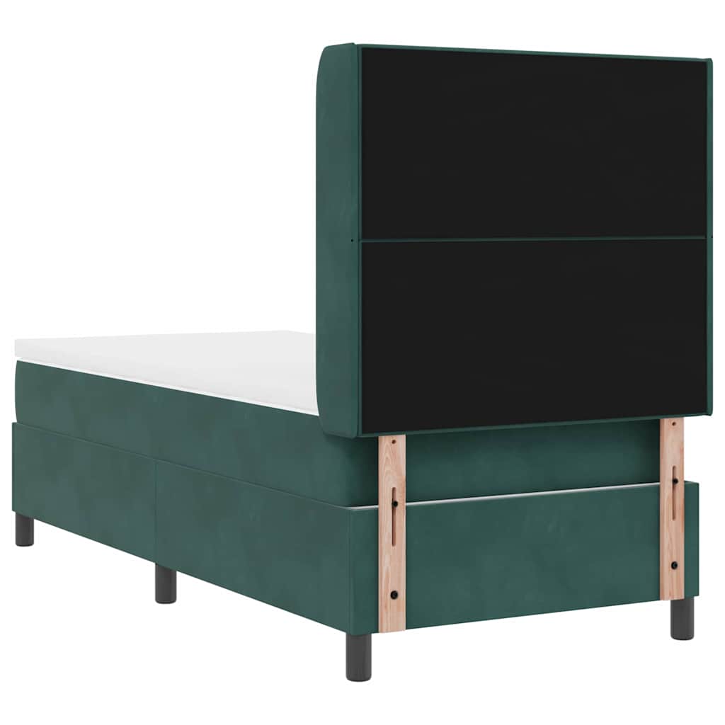 Lit à ressorts avec tête de lit Vert foncé 100 x 200 cm Velours - XIOS