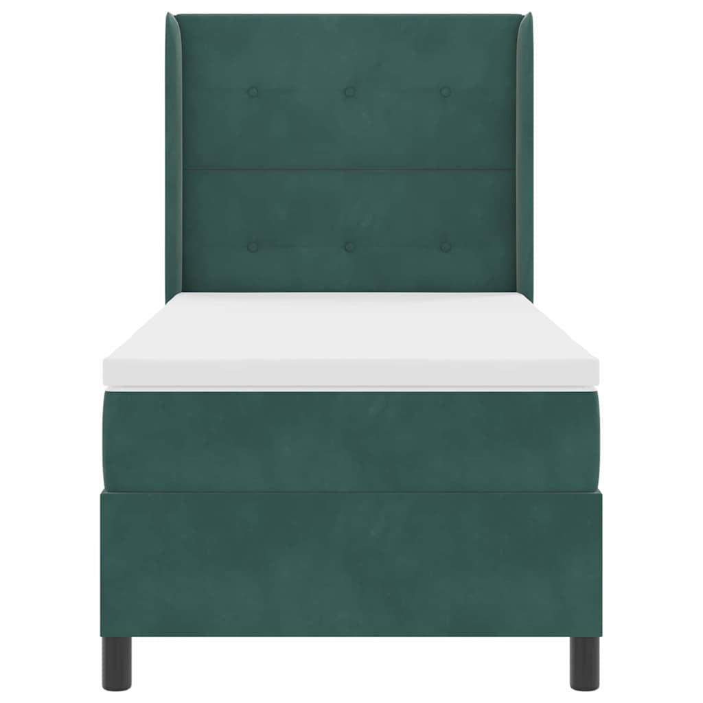 Lit à ressorts avec tête de lit Vert foncé 100 x 200 cm Velours - XIOS