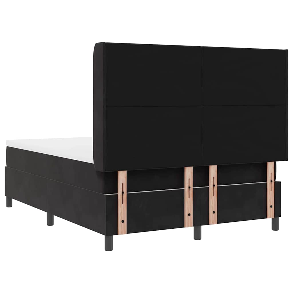 Lit à ressorts avec tête de lit Noir 140 x 190 cm Velours - XIOS