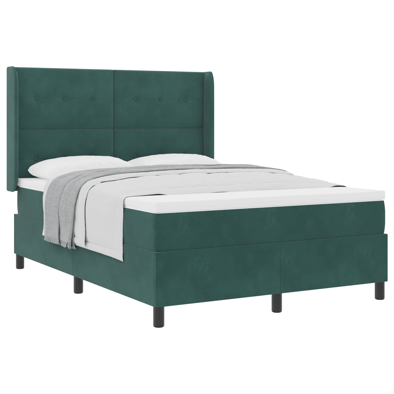 Lit à ressorts avec tête de lit Vert foncé 140 x 190 cm Velours - XIOS