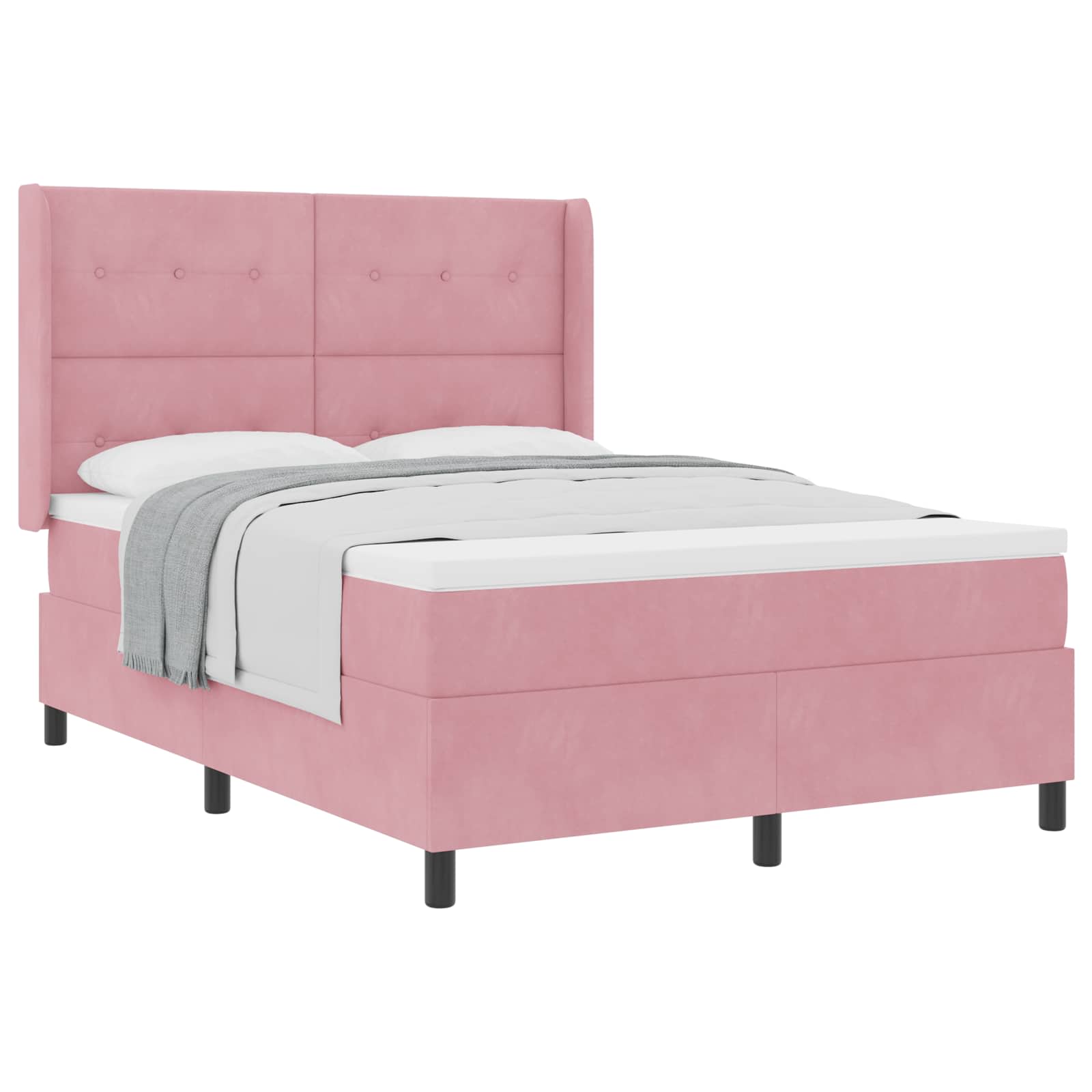 Lit à ressorts avec matelas Rose 160 x 200 cm Velours - XIOS