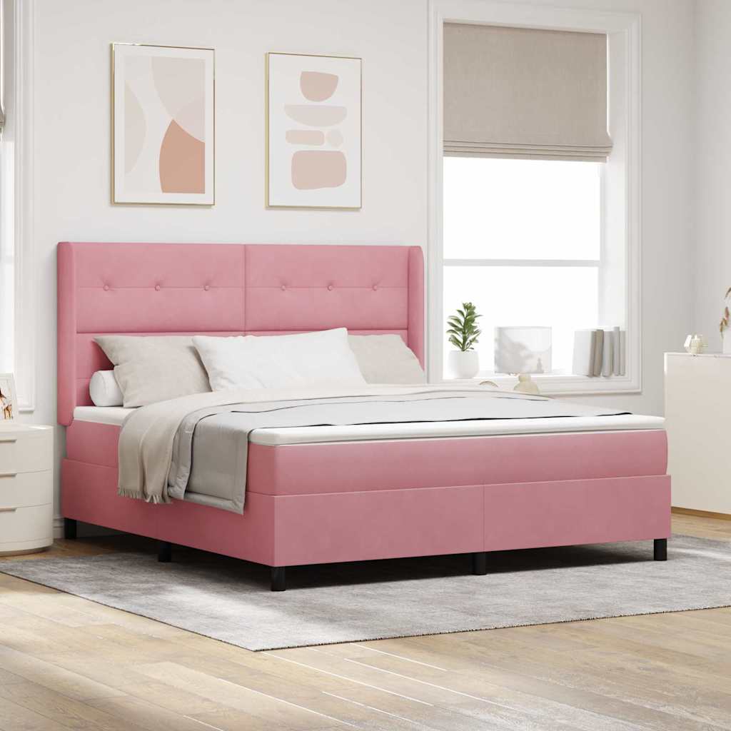 Lit à ressorts avec matelas Rose 180 x 200 cm Velours - XIOS