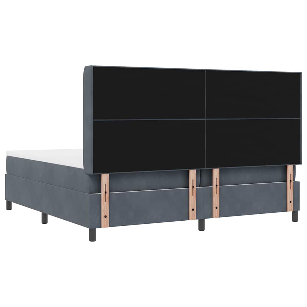 Lit à ressorts avec tête de lit Gris foncé 200 x 200 cm Velours - XIOS