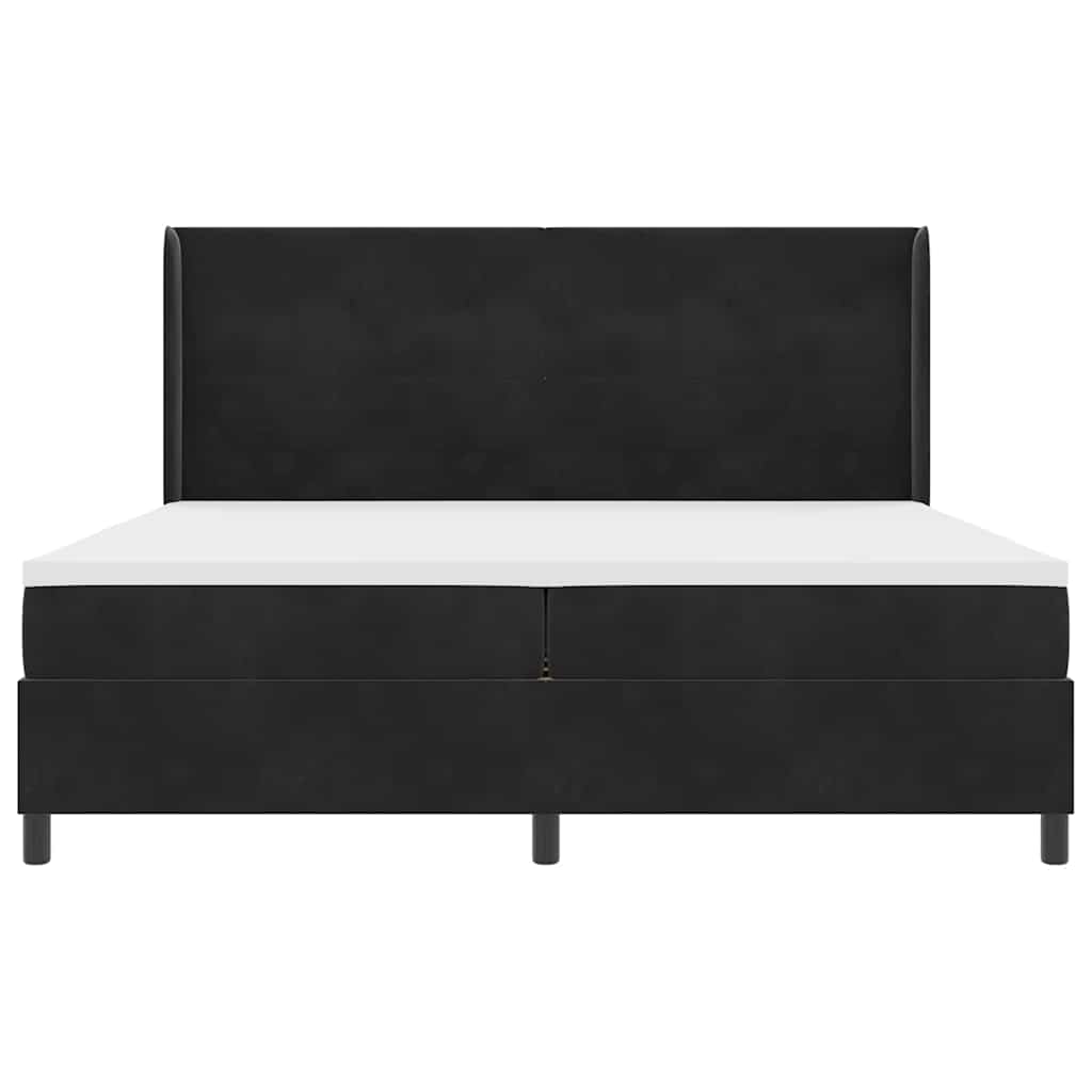 Lit à ressorts avec tête de lit Noir 200 x 200 cm Velours - XIOS