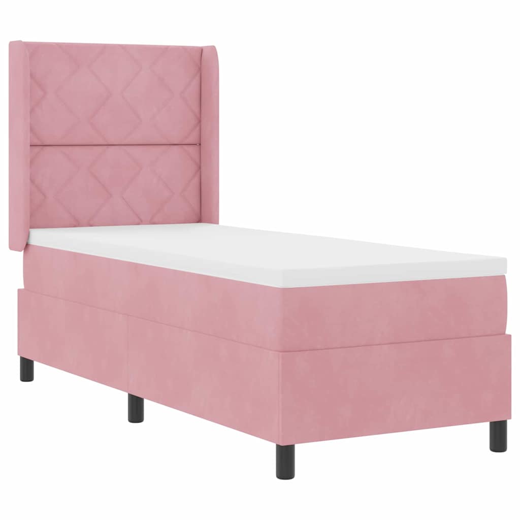 Lit à ressorts avec tête de lit Rose 80 x 200 cm Velours