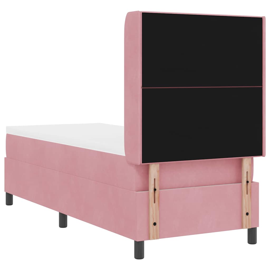 Lit à ressorts avec tête de lit Rose 80 x 200 cm Velours