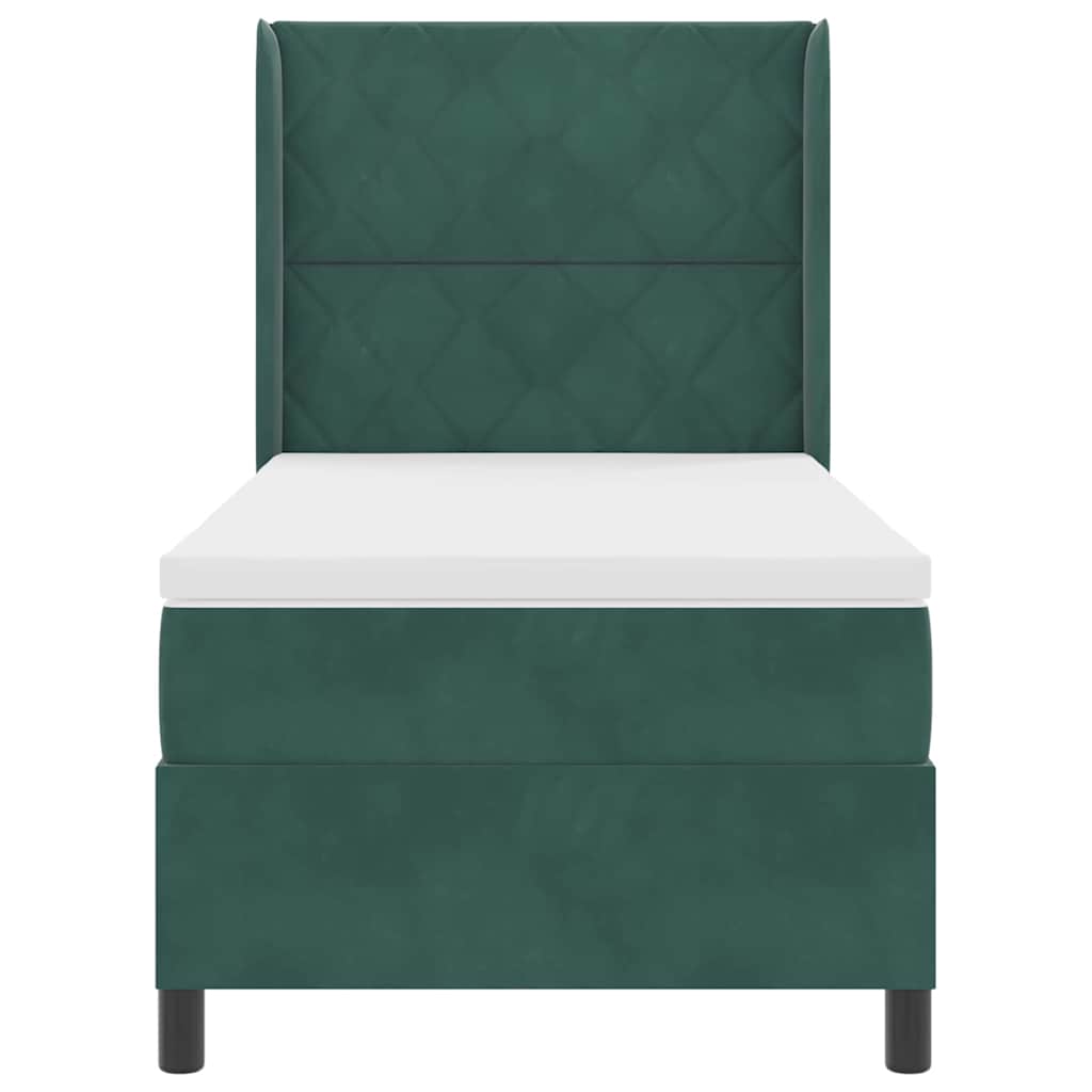 Lit à ressorts avec tête de lit Vert foncé 90 x 190 cm Velours - XIOS