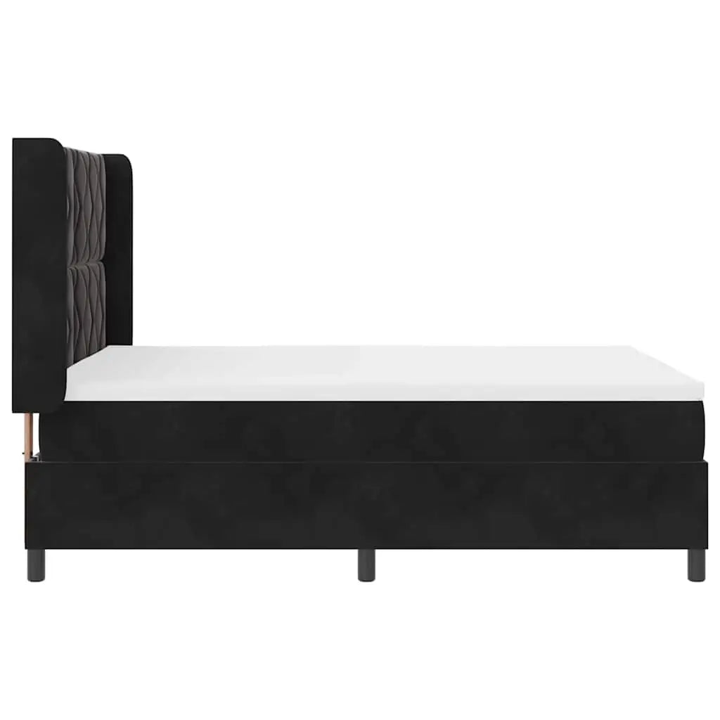 Lit à ressorts avec tête de lit Noir 140 x 190 cm Velours - XIOS