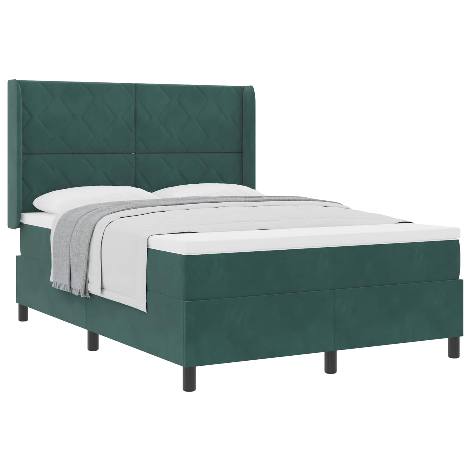 Lit à ressorts avec tête de lit Vert foncé 140 x 190 cm Velours - XIOS