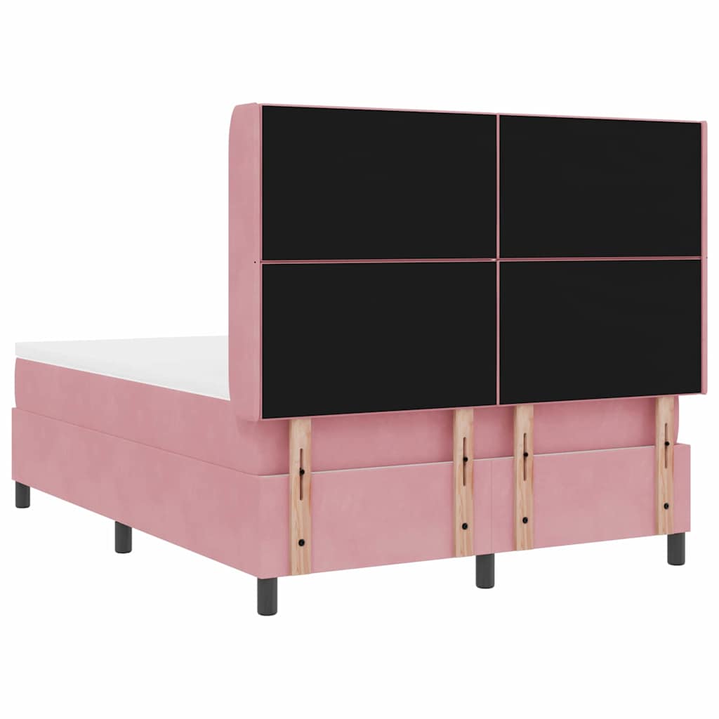 Lit à ressorts avec tête de lit Rose 140 x 190 cm Velours