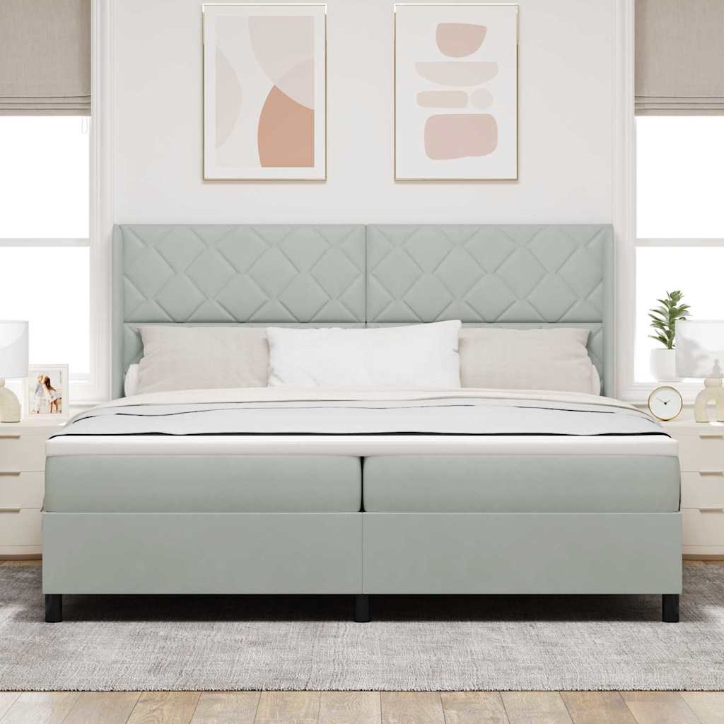 Lit à ressorts avec tête de lit Gris clair 200 x 200 cm Velours - XIOS