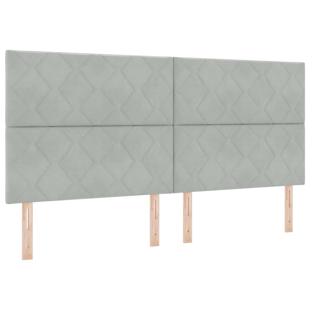 Lit à ressorts avec tête de lit Gris clair 200 x 200 cm Velours - XIOS