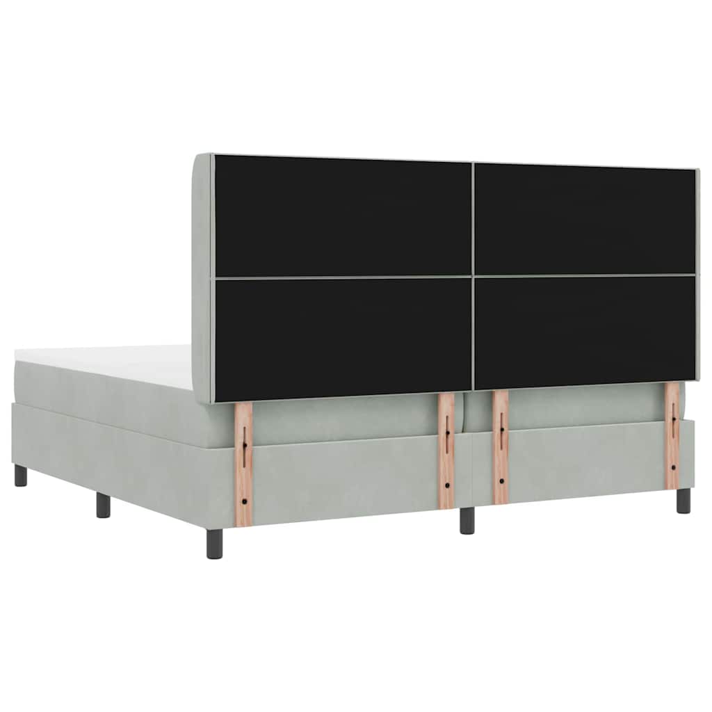 Lit à ressorts avec tête de lit Gris clair 200 x 200 cm Velours - XIOS