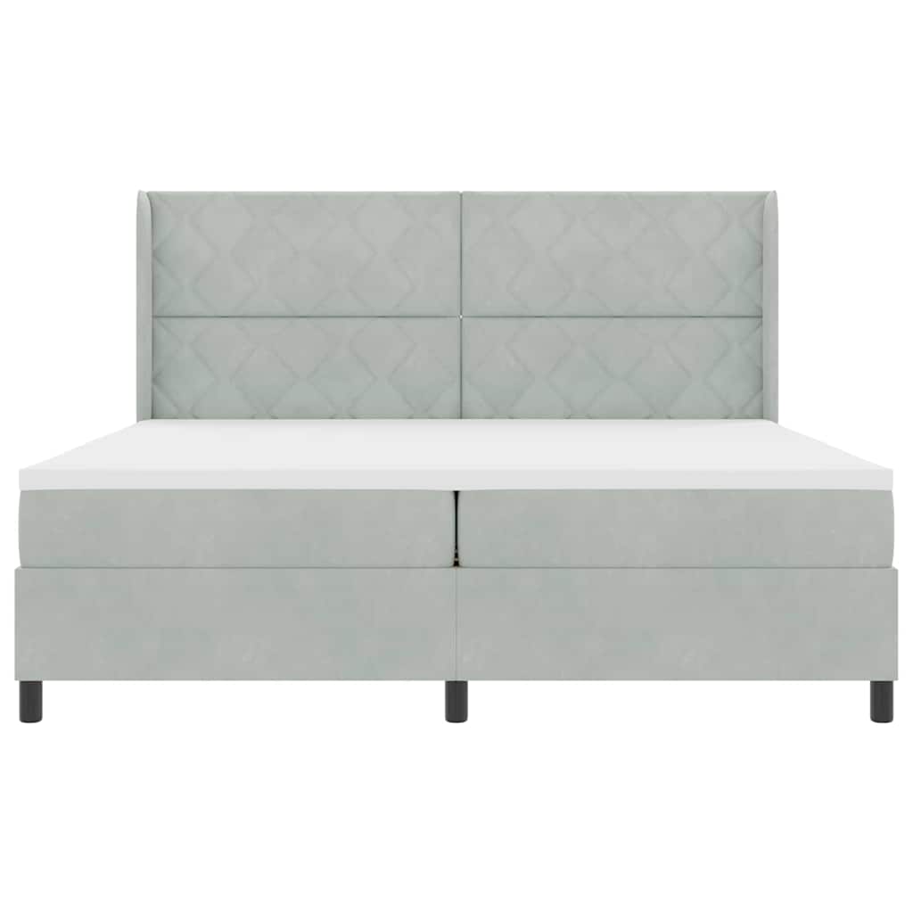 Lit à ressorts avec tête de lit Gris clair 200 x 200 cm Velours - XIOS