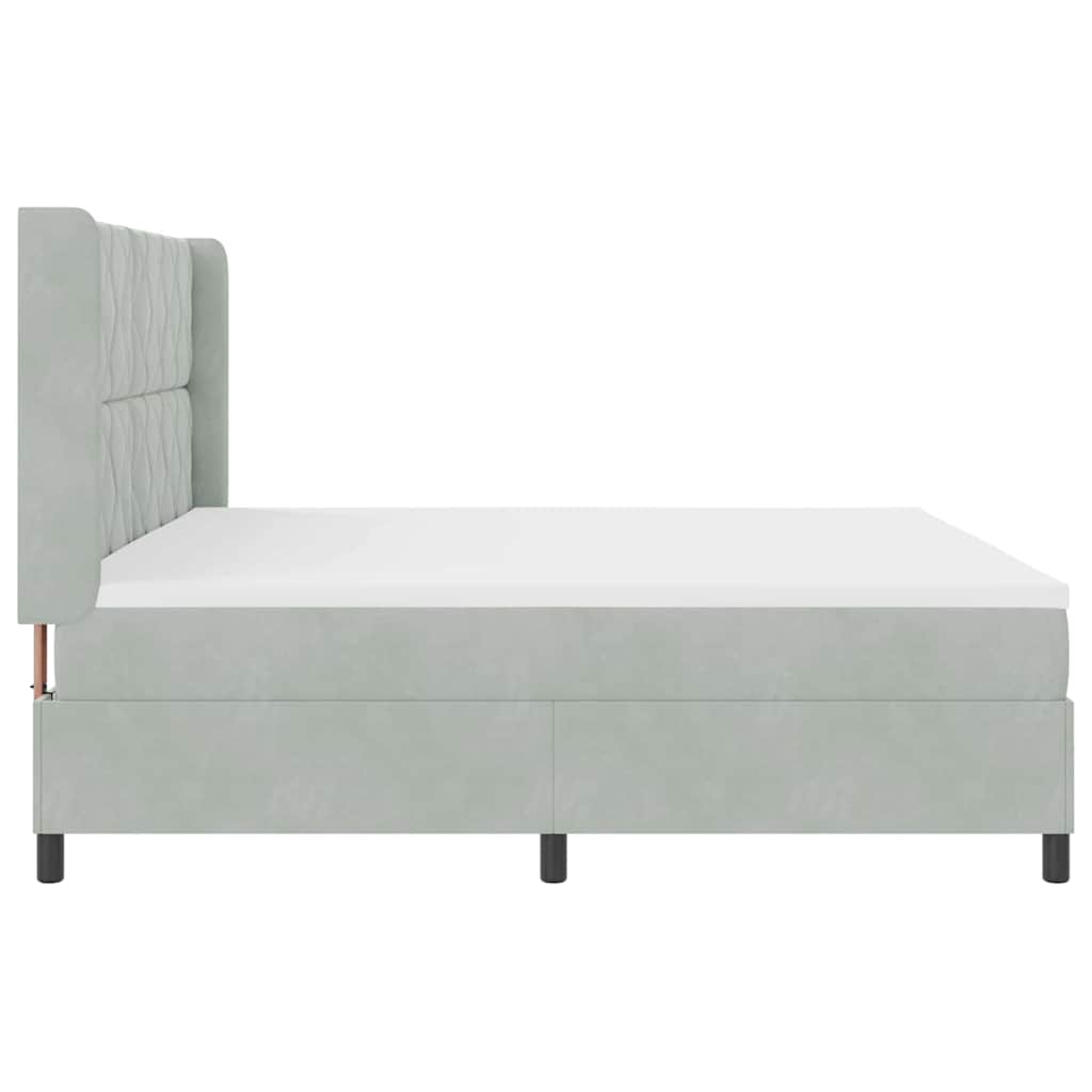 Lit à ressorts avec tête de lit Gris clair 200 x 200 cm Velours - XIOS