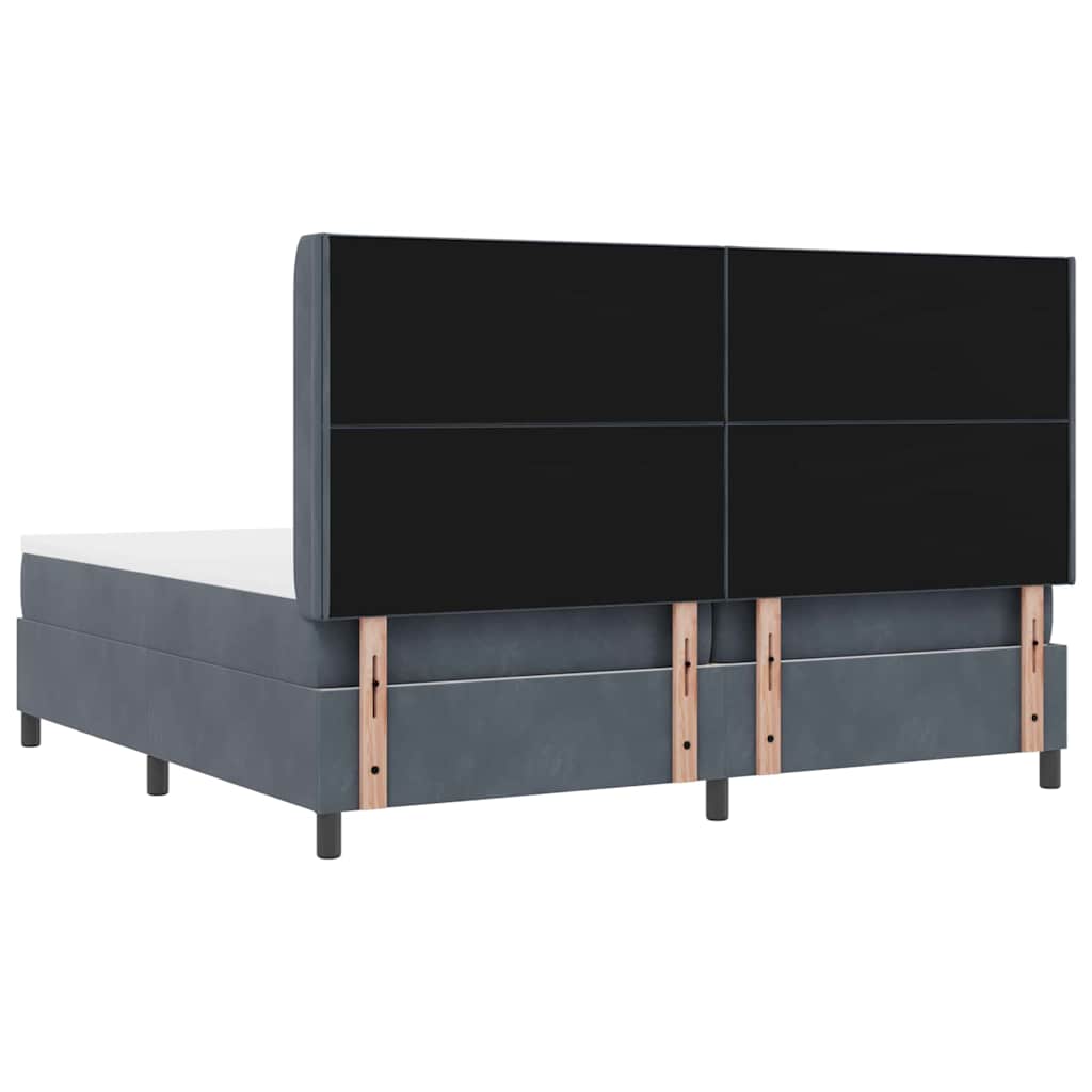Lit à ressorts avec tête de lit Gris foncé 200 x 200 cm Velours - XIOS