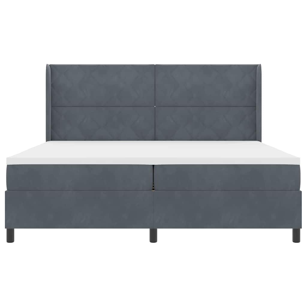 Lit à ressorts avec tête de lit Gris foncé 200 x 200 cm Velours - XIOS