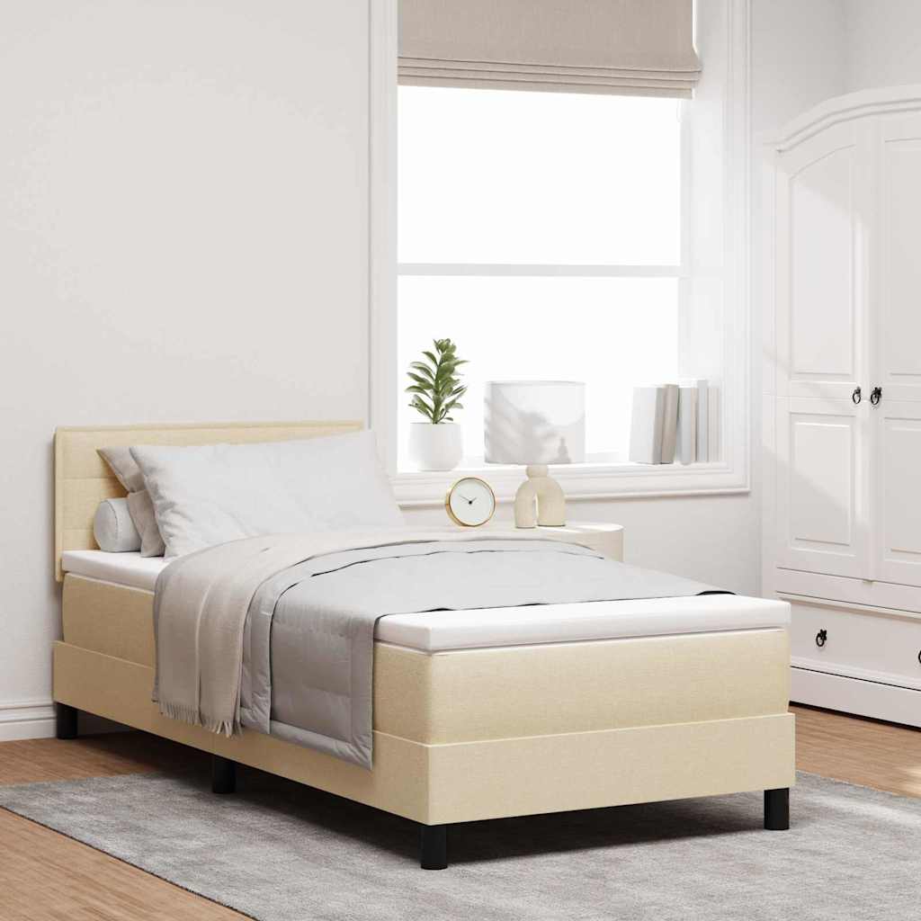 Lit à ressorts avec matelas avec LED Crème 80 x 200 cm tissu - XIOS