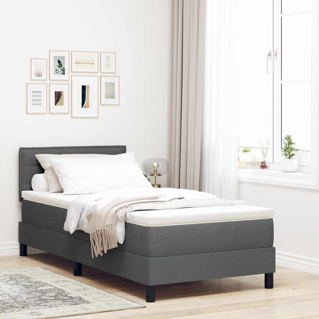 Lit à ressorts avec matelas Gris foncé 90 x 200 cm tissu - XIOS
