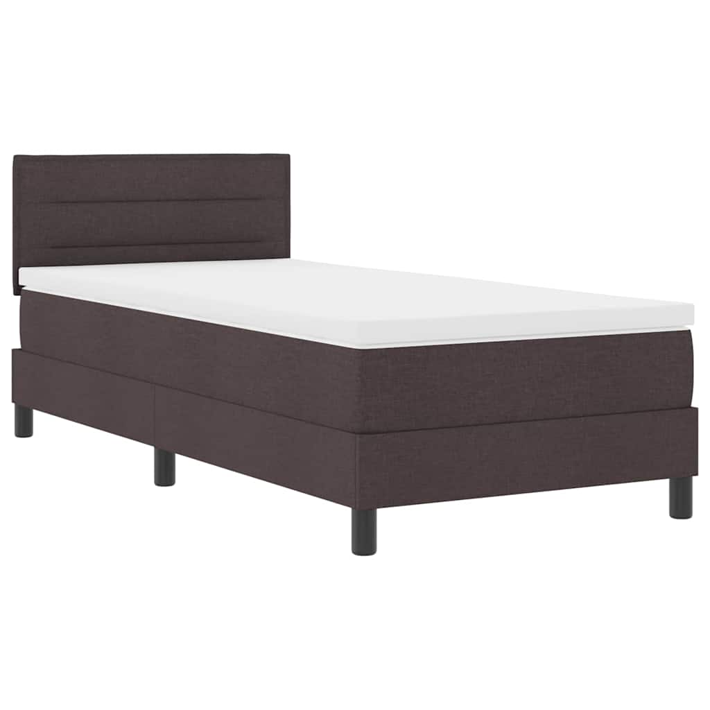 Lit à ressorts avec matelas Marron foncé 90 x 200 cm tissu - XIOS