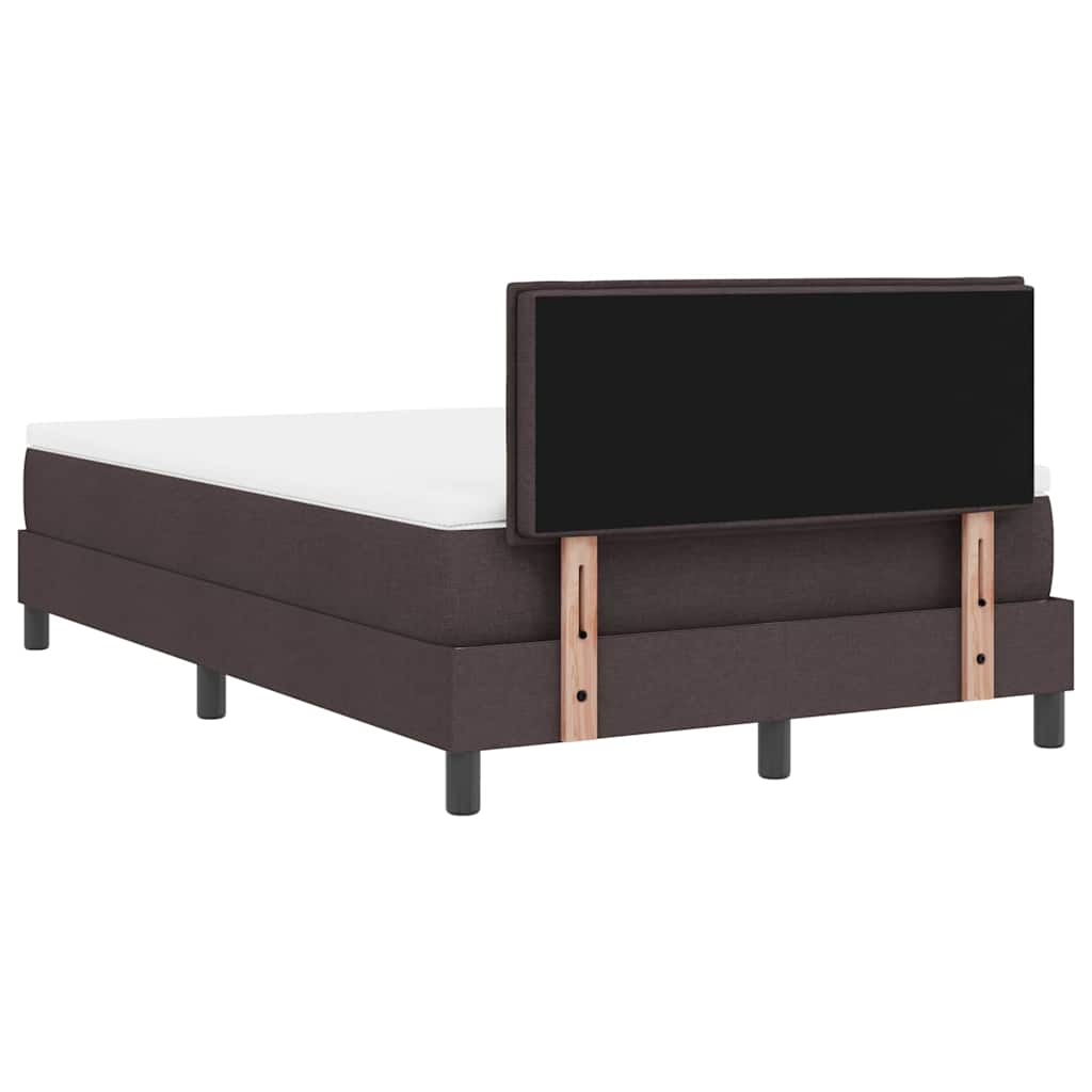 Lit à ressorts avec bandes LED Marron foncé 120 x 190 cm tissu
