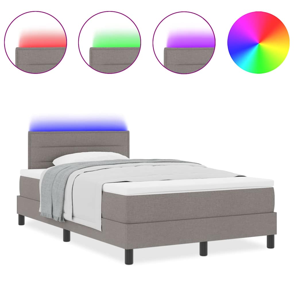 Lit à ressorts avec matelas Taupe 120 x 200 cm tissu - XIOS