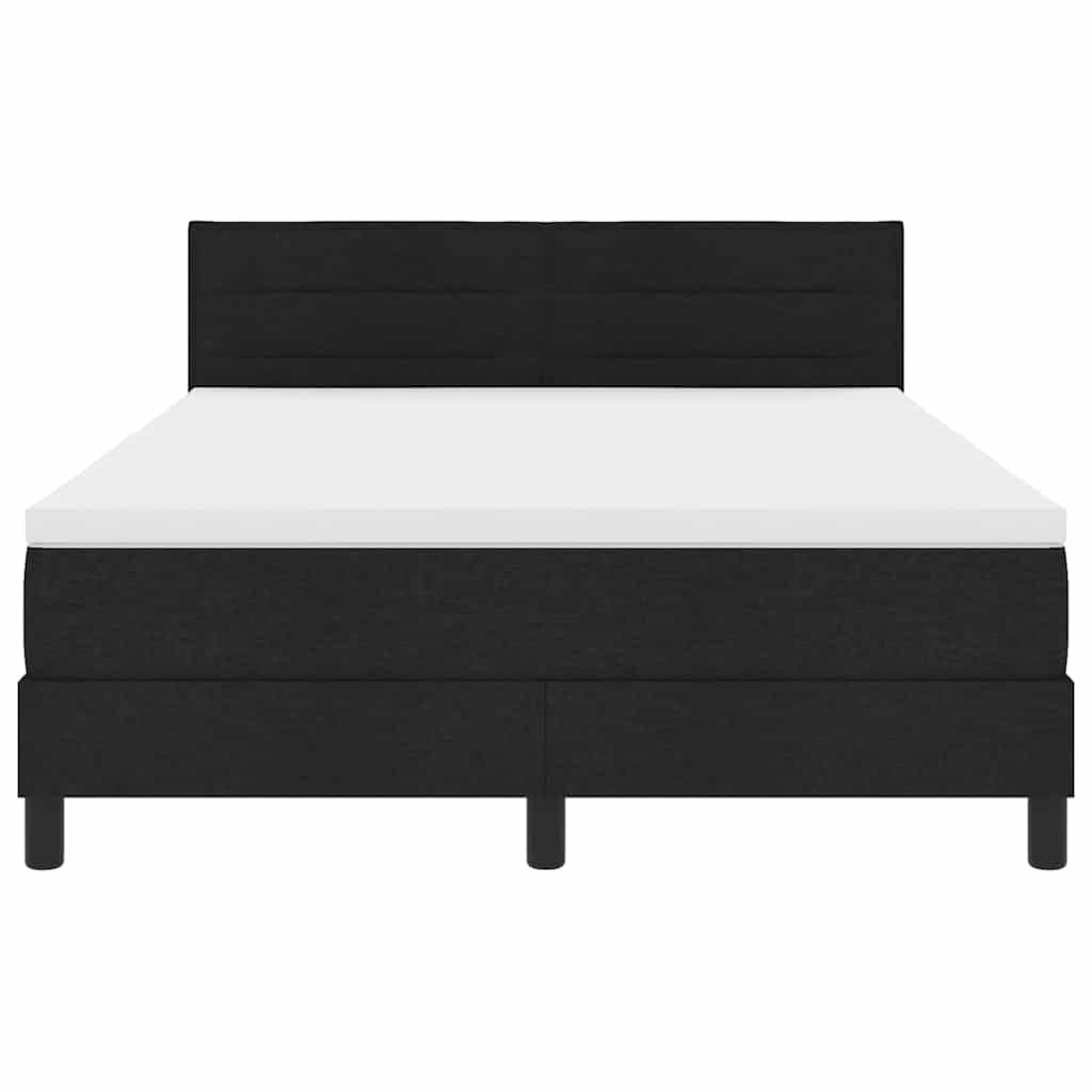 Lit à ressorts avec matelas Noir 160 x 200 cm tissu