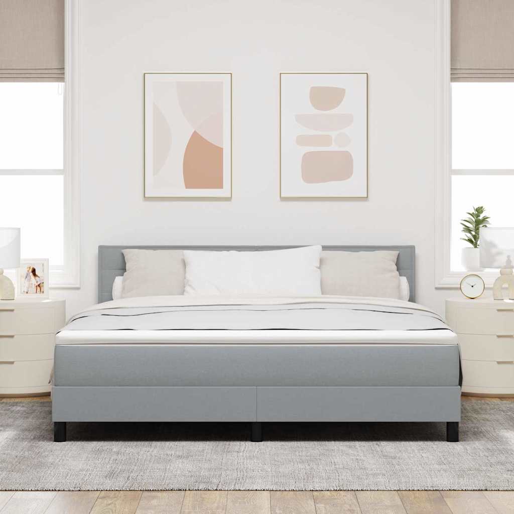 Lit à ressorts avec bandes LED Gris clair 180 x 200 cm tissu