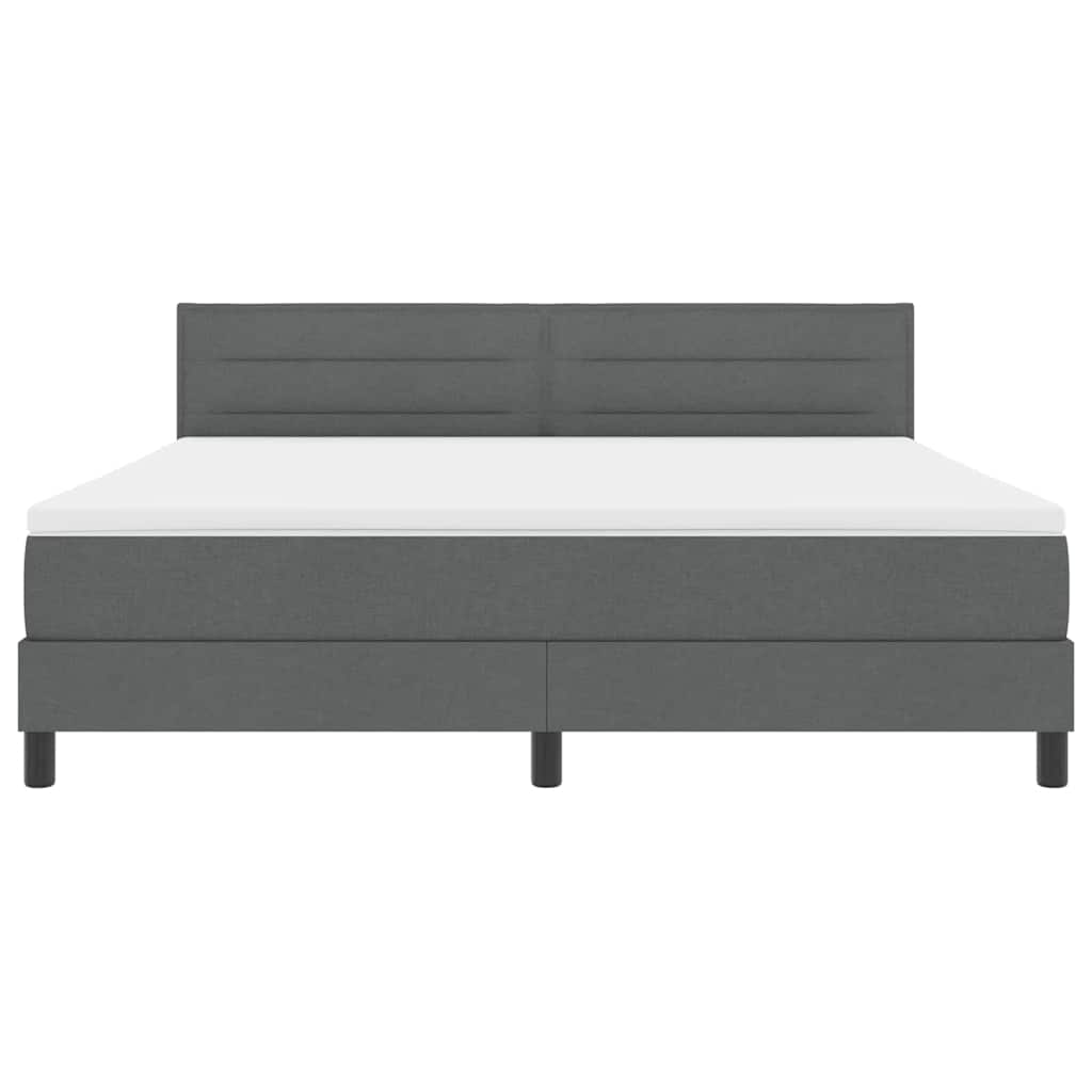 Lit à ressorts avec bandes LED Gris foncé 180 x 200 cm tissu