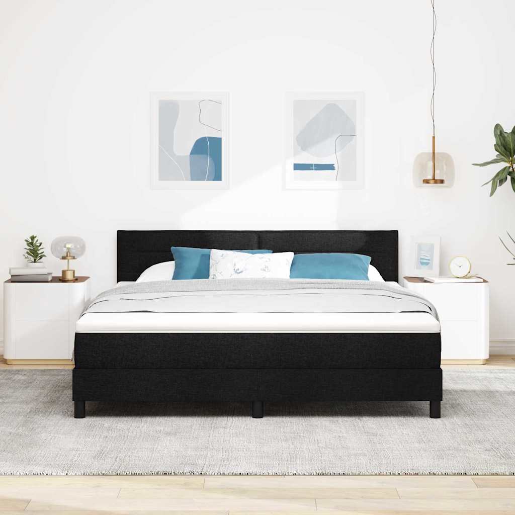 Lit à ressorts avec matelas avec LED Noir 180 x 200 cm tissu - XIOS