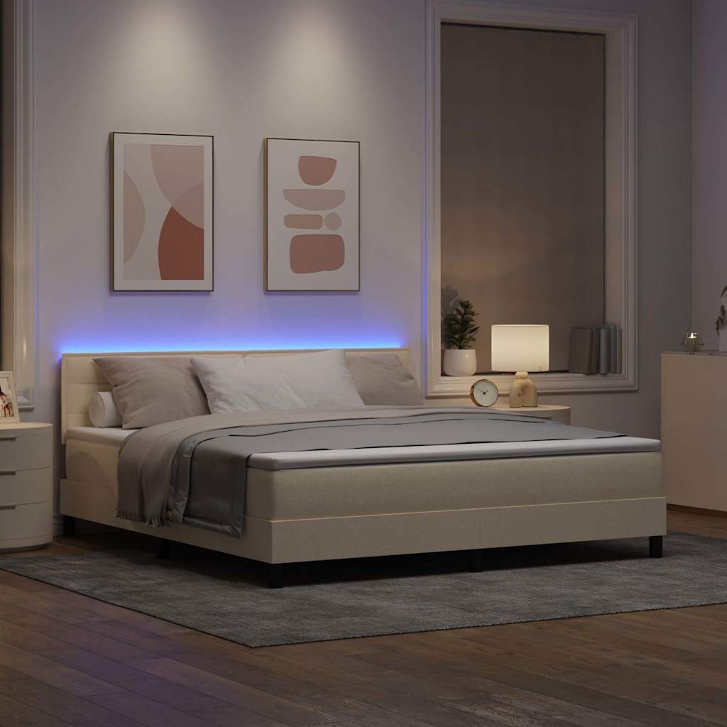 Lit à ressorts avec matelas Crème 180 x 200 cm tissu - XIOS
