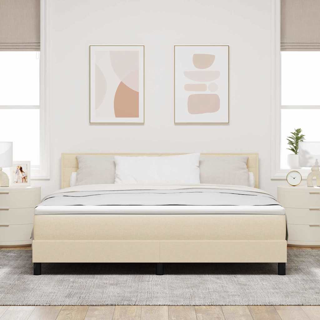 Lit à ressorts avec matelas Crème 180 x 200 cm tissu - XIOS