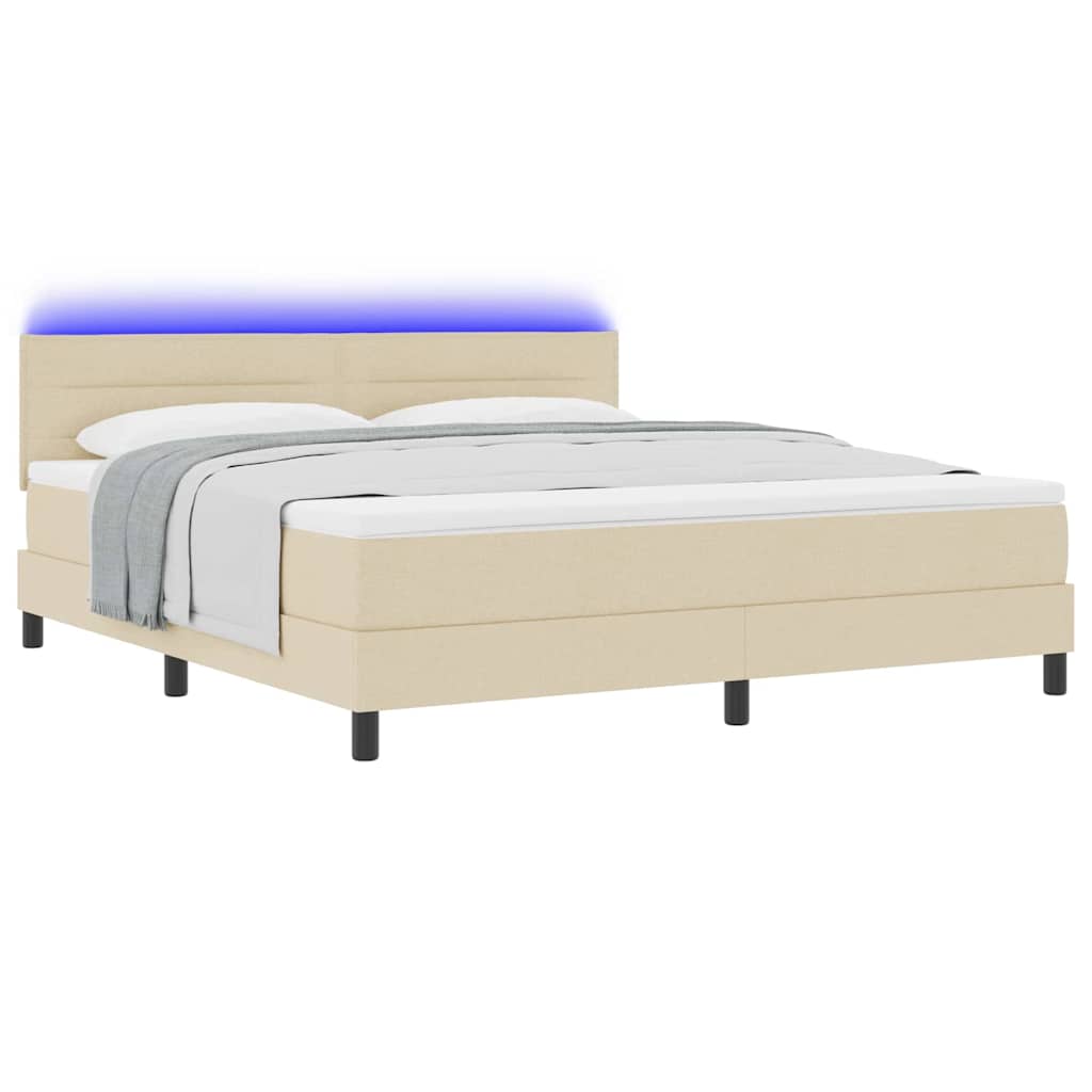 Lit à ressorts avec matelas Crème 180 x 200 cm tissu - XIOS